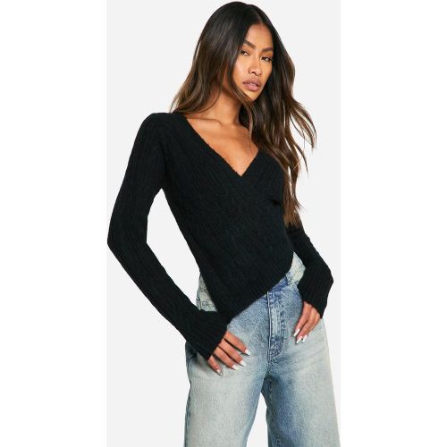 Pull Cache-Cœur Asymétrique En Maille Douce - L - boohoo - Modalova