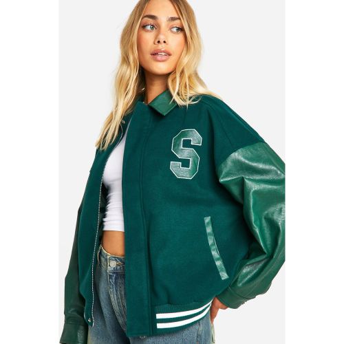 Bomber Oversize À Manches Contrastantes - 38 - boohoo - Modalova