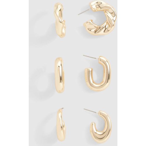 Gold Chunky Hoop Multipack Earrings - boohoo - Modalova