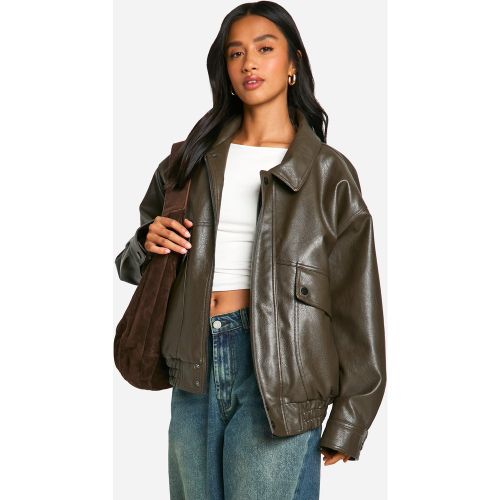 Petite" - Bomber Oversize À Bordure En Polaire - 34 - boohoo - Modalova