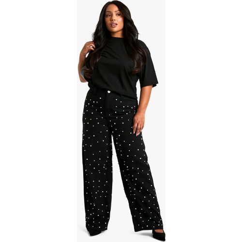 Grande Taille - Jean Large Perlé - 48 - boohoo - Modalova