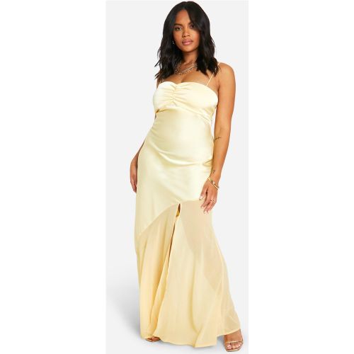 Grande Taille - Robe Longue Satinée Et En Mousseline De Soie - 44 - boohoo - Modalova