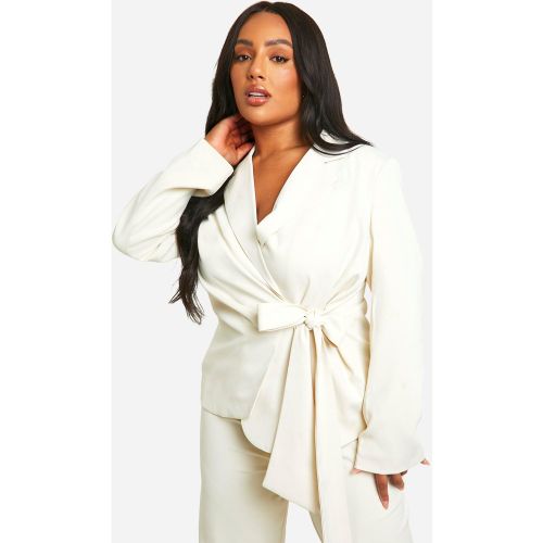 Grande Taille - Blazer Noué Drapé - Blanc Écru - 52, Blanc Écru - boohoo - Modalova