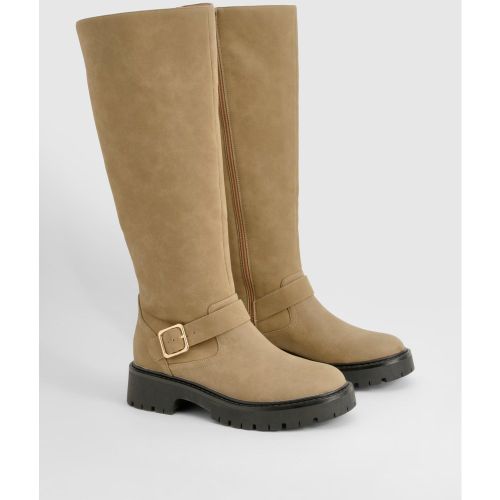 Bottes Hautes À Plateforme Et Boucles - 36 - boohoo - Modalova