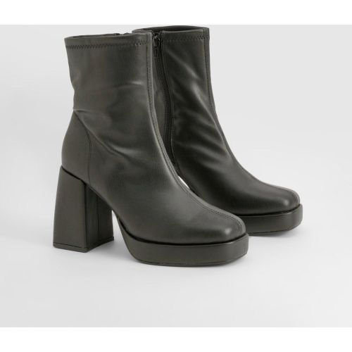 Bottines À Plateforme Et Talon Carré - 36 - boohoo - Modalova