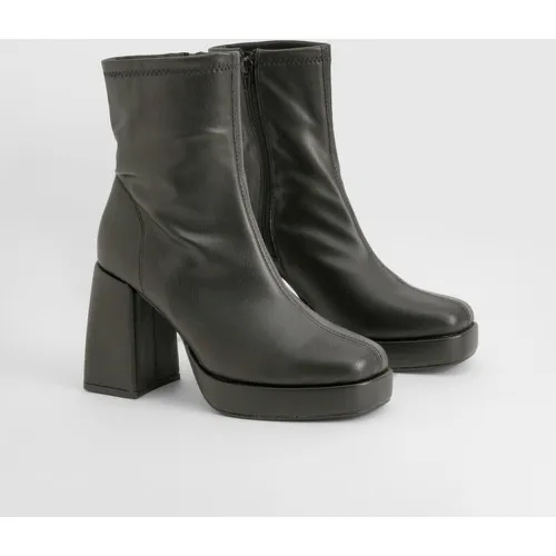 Bottines À Plateforme Et Talon Carré - 37 - boohoo - Modalova