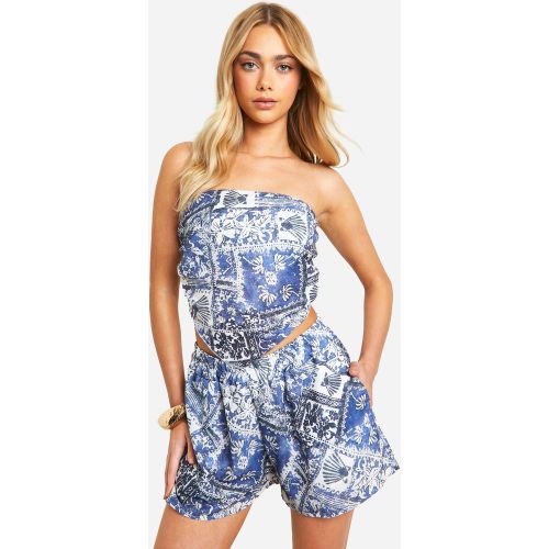 Bandeau Et Short Large À Imprimé Carreaux - 34 - boohoo - Modalova