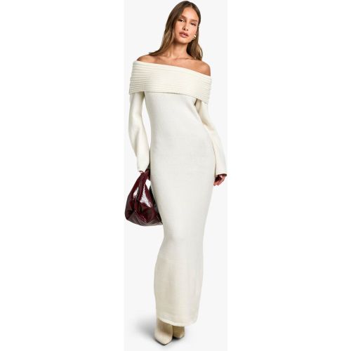 Robe Pull Premium Oversize À Col Bateau - Blanc Écru - S, Blanc Écru - boohoo - Modalova