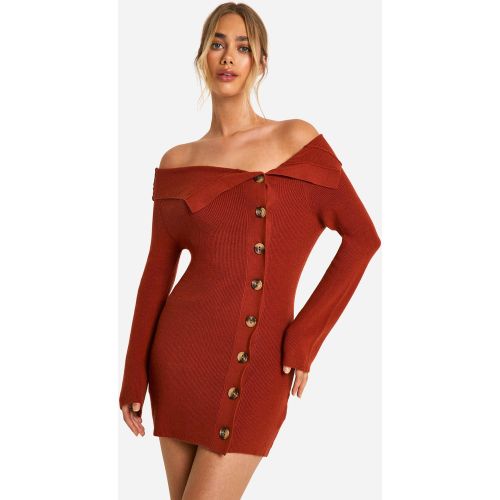 Robe Courte En Maille Côtelée Premium - Xs - boohoo - Modalova
