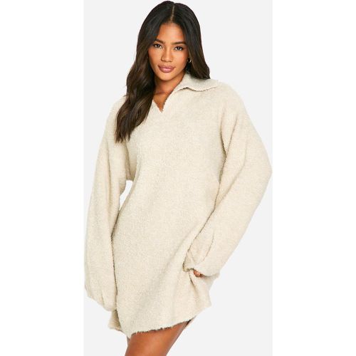 Robe Courte Oversize En Polaire - Blanc Écru - S, Blanc Écru - boohoo - Modalova