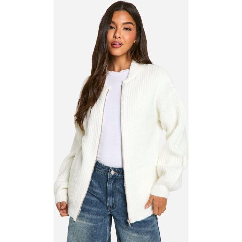 Bomber Oversize Zippé En Maille - S - boohoo - Modalova