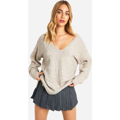 Pull Long En Maille Côtelée Contrastante - S - boohoo - Modalova