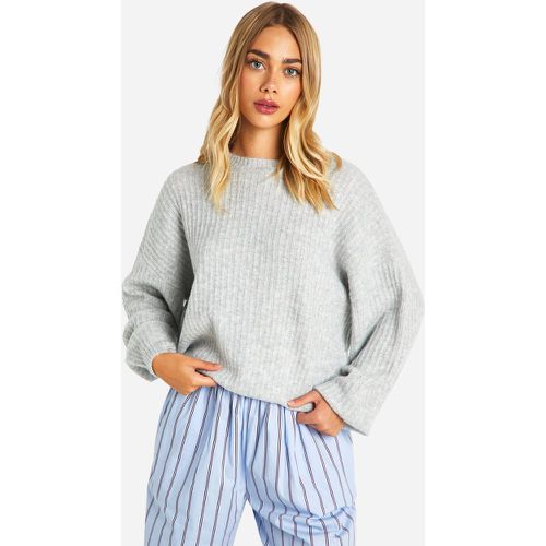 Pull En Maille Côtelée Douce À Manches Bouffantes - L - boohoo - Modalova