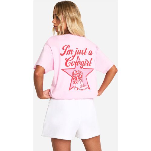 T-Shirt Oversize Imprimé À Slogan I'M Just A Cowgirl - L - boohoo - Modalova