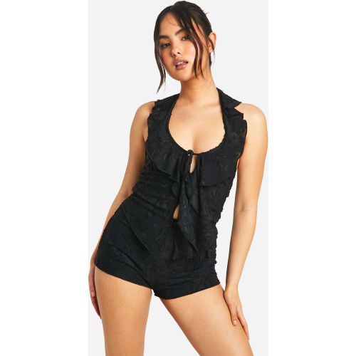 Top Asymétrique Fleuri À Découpe - 34 - boohoo - Modalova