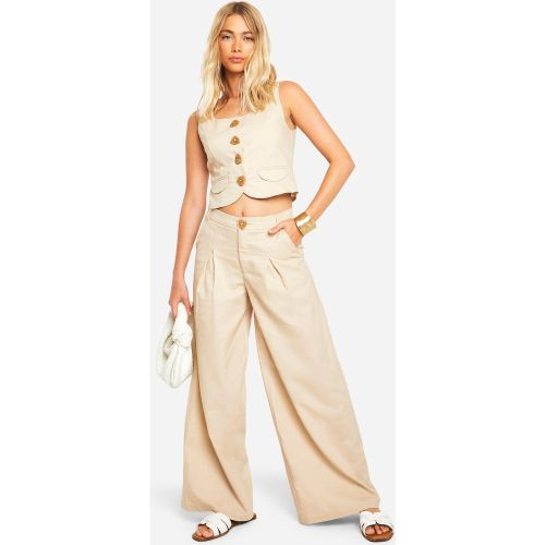 Pantalon Plissé En Lin - 36 - boohoo - Modalova