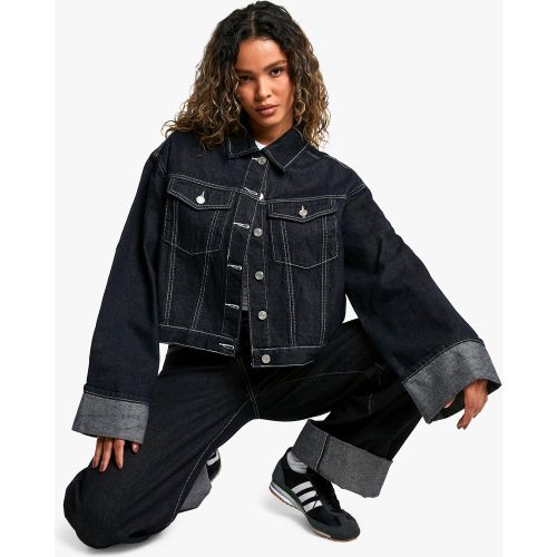 Veste En Jean À Ourlets Retroussés - 40 - boohoo - Modalova