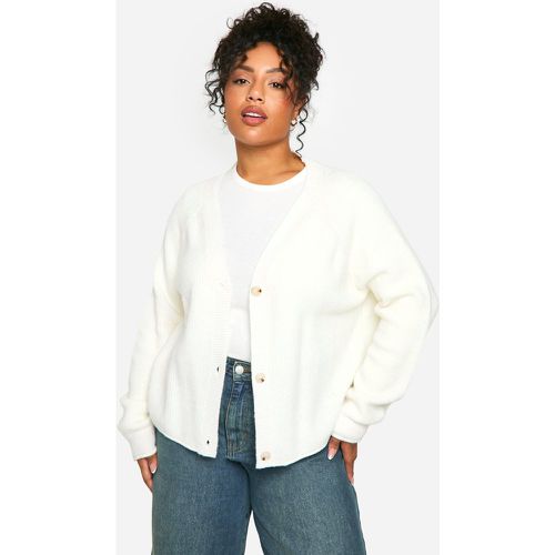 Grande Taille - Cardigan Boyfriend À Manches Bouffantes - Blanc Écru - 44-46, Blanc Écru - boohoo - Modalova