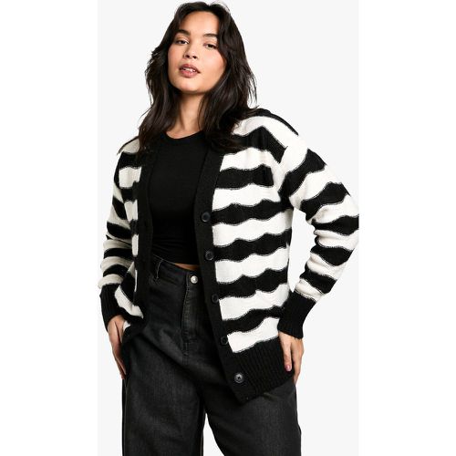 Grande Taille - Cardigan Oversize À Rayures En Chevron - 44 - boohoo - Modalova