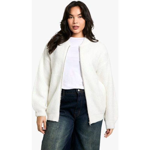 Grande Taille - Bomber Oversize Zippé En Maille - 44 - boohoo - Modalova