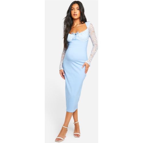 Maternité - Robe De Grossesse Moulante À Manches En Dentelle - 40 - boohoo - Modalova