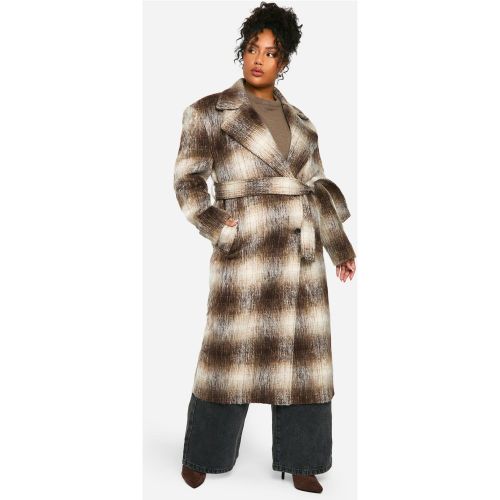 Grande Taille - Manteau Oversize Effet Laine À Carreaux - 56 - boohoo - Modalova