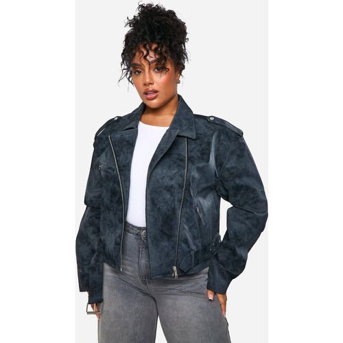 Grande Taille - Veste Biker Enduite - 44 - boohoo - Modalova