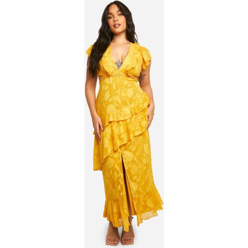 Grande Taille - Robe Longue Fleurie À Volants - 44 - boohoo - Modalova