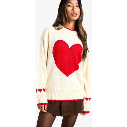 Pull De Noël Oversize À Imprimé Cœur - S - boohoo - Modalova