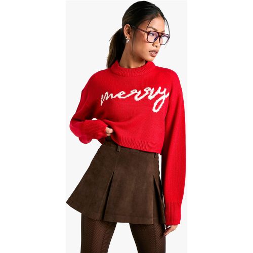 Pull De Noël Court À Slogan Merry - L - boohoo - Modalova