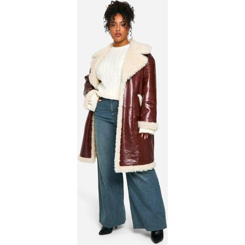 Grande Taille - Veste Longue Aviateur À Bordure Contrastante - 56 - boohoo - Modalova