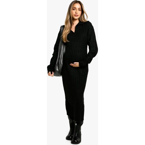Maternité - Robe Longue De Grossesse En Maille Côtelée Épaisse - 36 - boohoo - Modalova
