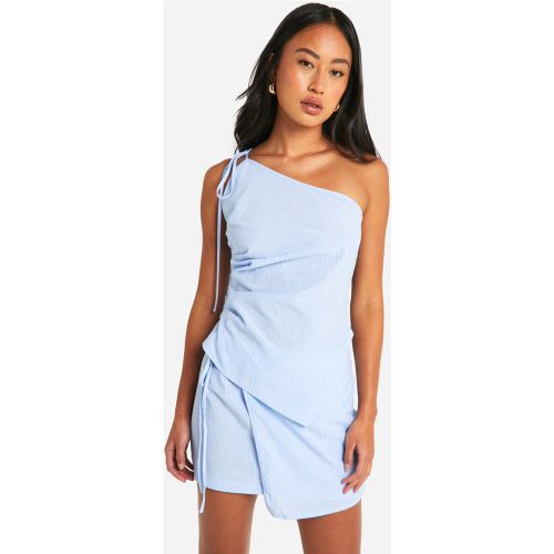 Caraco Asymétrique Froncé À Rayures - 34 - boohoo - Modalova