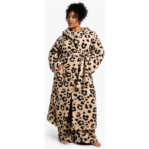 Grande Taille - Robe De Chambre À Capuche En Polaire À Imprimé Léopard - 46 - boohoo - Modalova