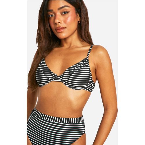 Haut De Maillot Côtelé À Rayures - 34 - boohoo - Modalova