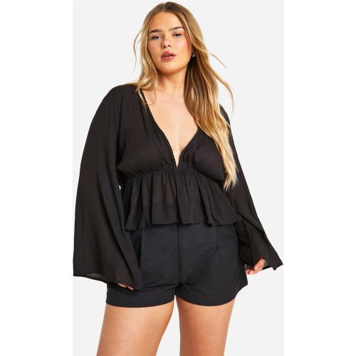 Grande Taille - Top Volanté En Coton À Manches Chauve-Souris - 44 - boohoo - Modalova