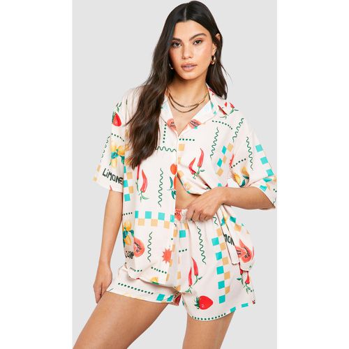 Ensemble À Imprimé Fruit Avec Chemise Oversize Et Short - 34 - boohoo - Modalova