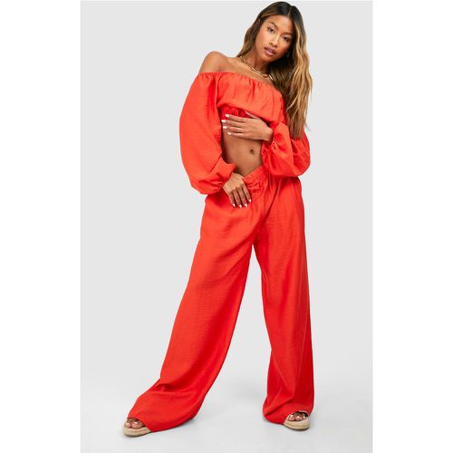 Ensemble Texturé Avec Crop Top À Manches Larges Et Pantalon Large - 40 - boohoo - Modalova