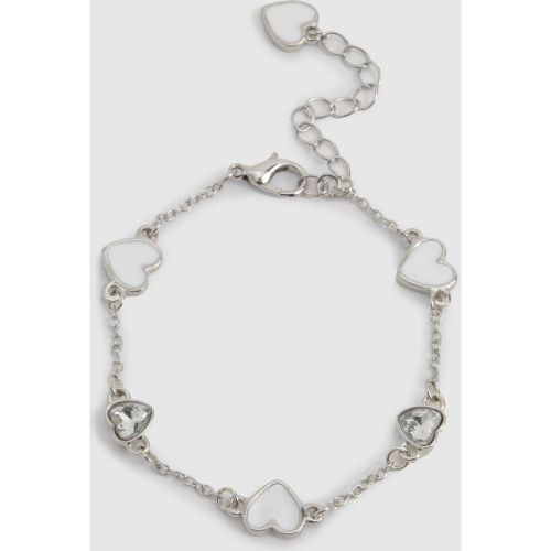 Bracelet En Émail Blanc À Motif Cœur - One Size - boohoo - Modalova