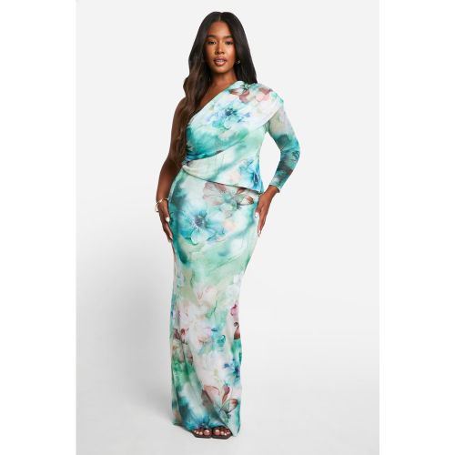 Grande Taille - Ensemble Avec Top Fleuri En Mesh Et Jupe Longue - 44 - boohoo - Modalova