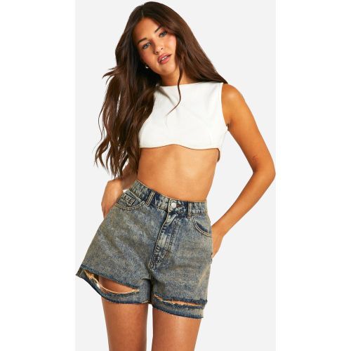 Short En Jean À Ourlets Déchirés - 36 - boohoo - Modalova