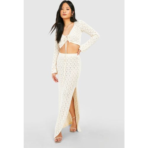Petite" - Jupe Longue En Crochet - Blanc Écru - S, Blanc Écru - boohoo - Modalova