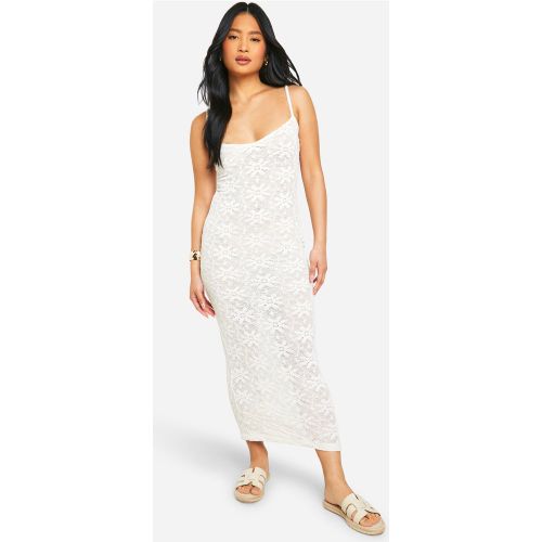 Petite" - Robe Longue Fleurie En Maille - Blanc Écru - L, Blanc Écru - boohoo - Modalova