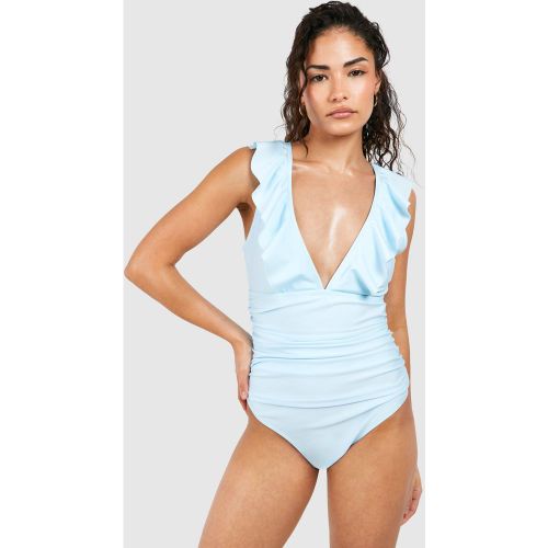 Petite" - Maillot De Bain Une Pièce À Volants - 34 - boohoo - Modalova