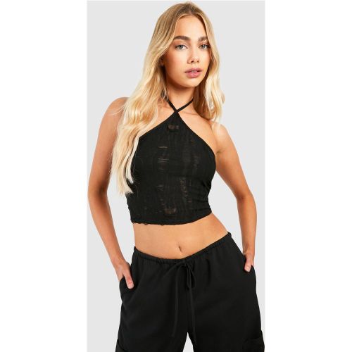 Crop Top À Dos Nu En Maille À Découpes - 34 - boohoo - Modalova