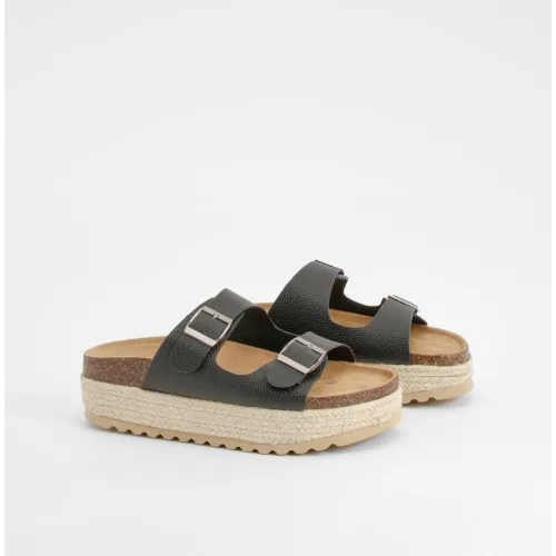 Sandales Compensées À Doubles Boucles - 36 - boohoo - Modalova