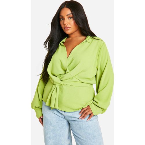 Grande Taille - Chemise Froncée Nouée - 44 - boohoo - Modalova
