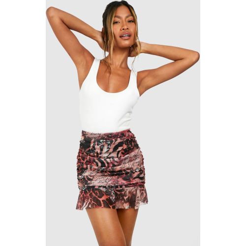 Mini-Jupe Soyeuse À Imprimé Léopard Et Fleurs - 46 - boohoo - Modalova