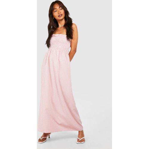 Robe Mi-Longue Froncée À Imprimé Vichy - 38 - boohoo - Modalova
