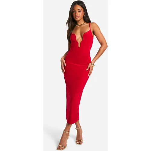 Robe Mi-Longue À Décolleté Plongeant - 42 - boohoo - Modalova